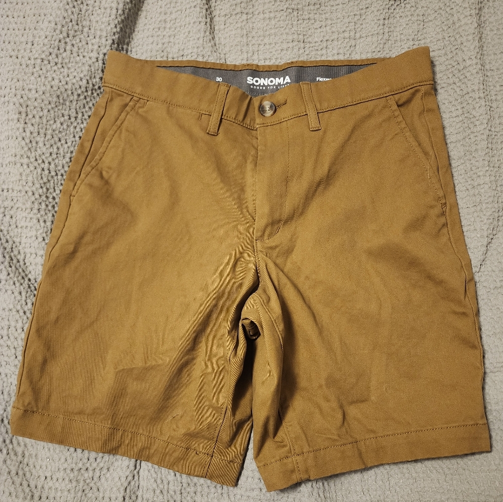 Sonoma Tan Flat Front Shorts Classic Style